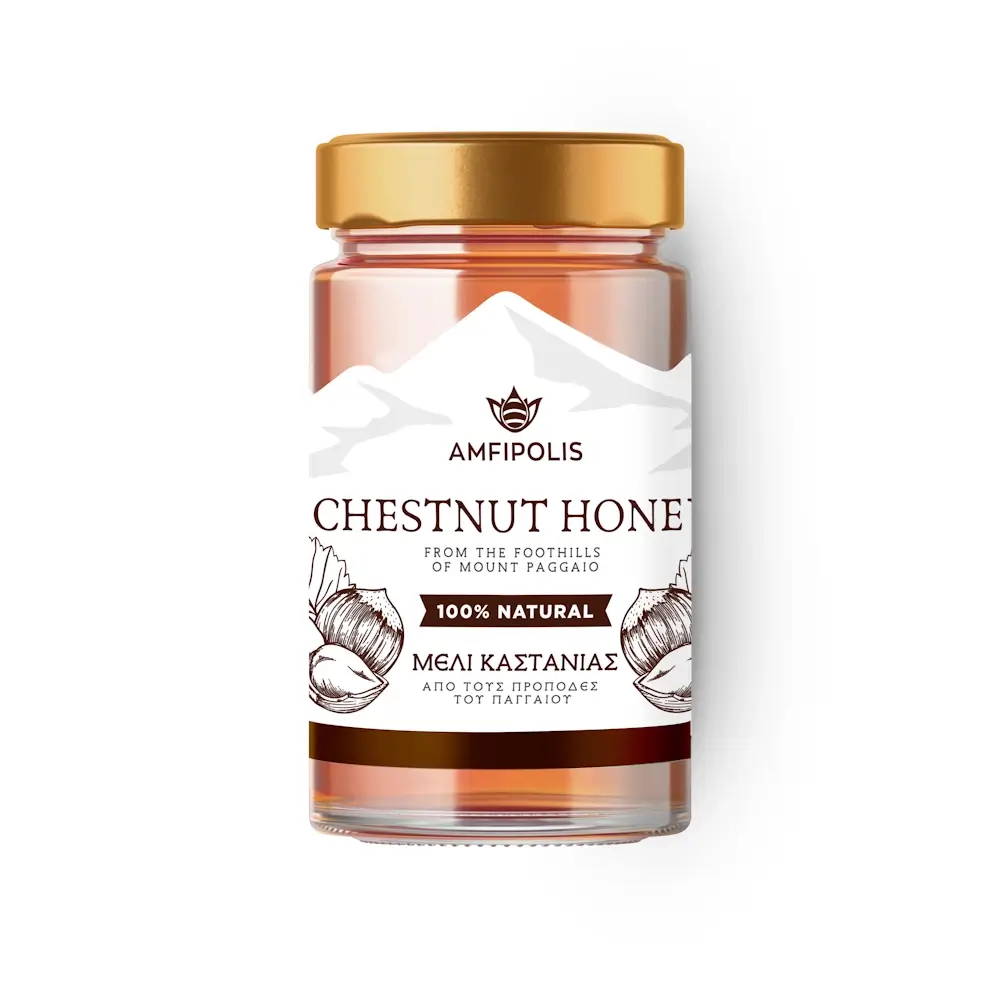 μέλι καστανιάς αμφίπολης βάζο άσπρο φόντο